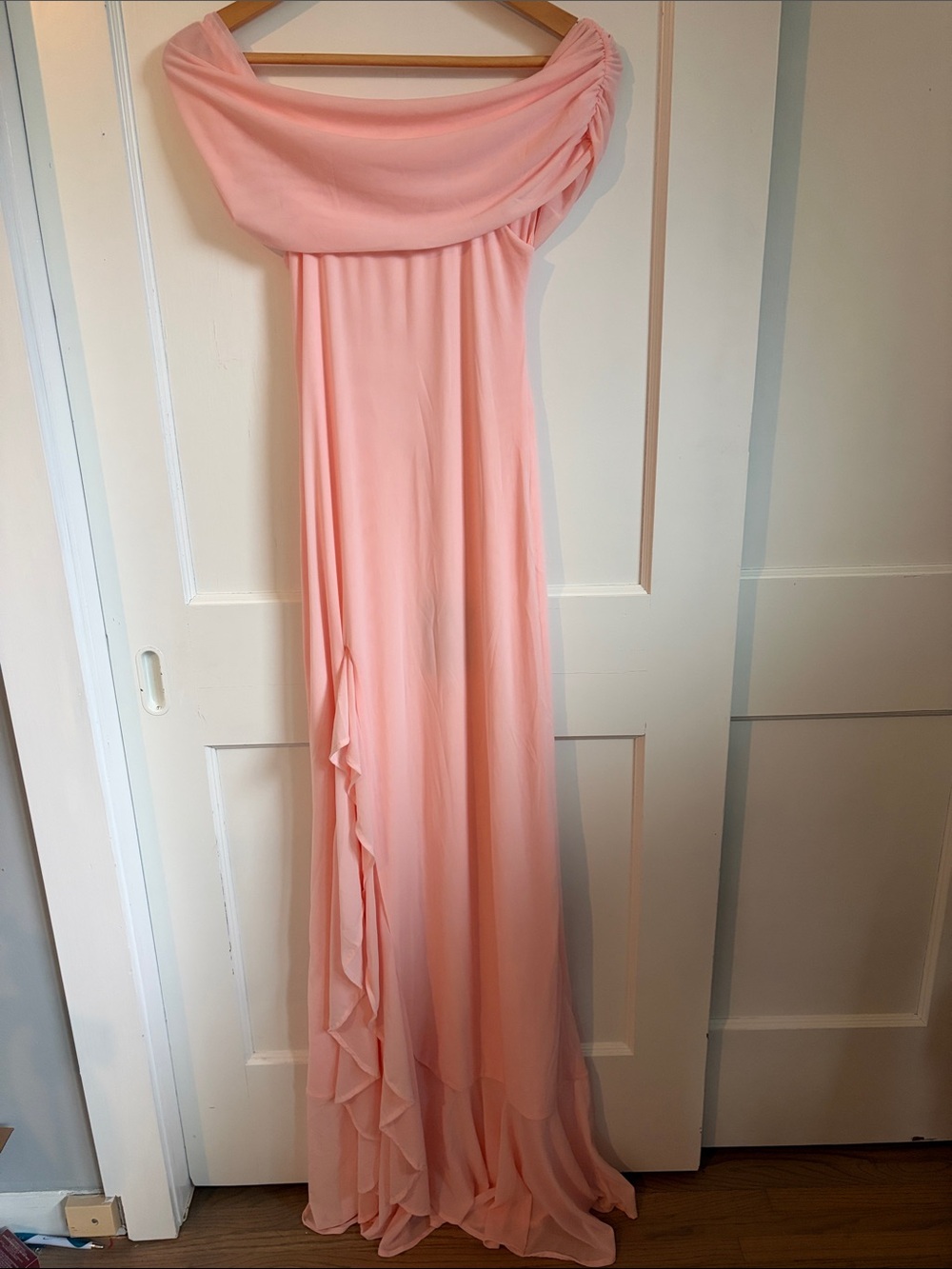 Off-Shoulder Blush Pink Evening Gown - Picture 4 of 11